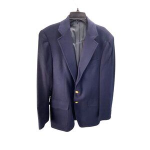 Stanley Blacker Blazer For Filenes Wool Blazer Size 42R Navy Mens Gold Buttons B